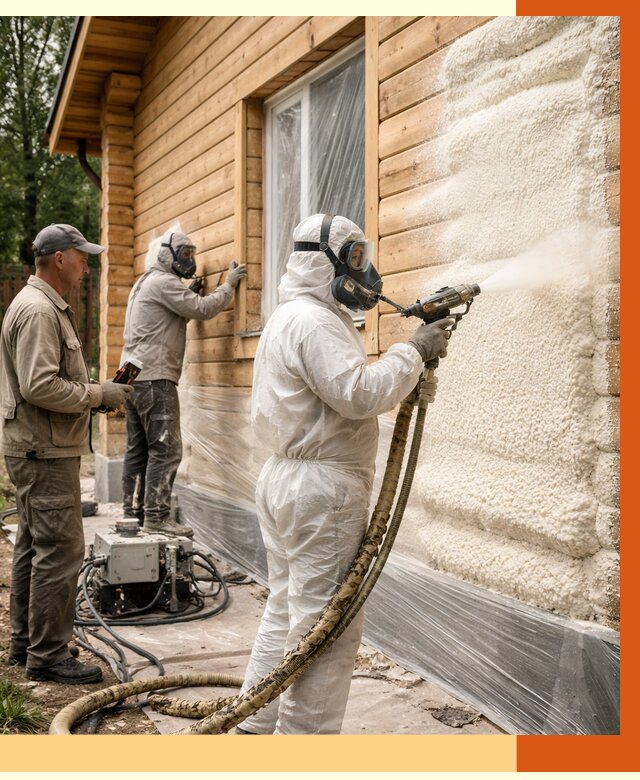 Утепление дома из бруса ППУ в Мичуринске от 3986 руб/м2 под ключ | ТепломастерМчр