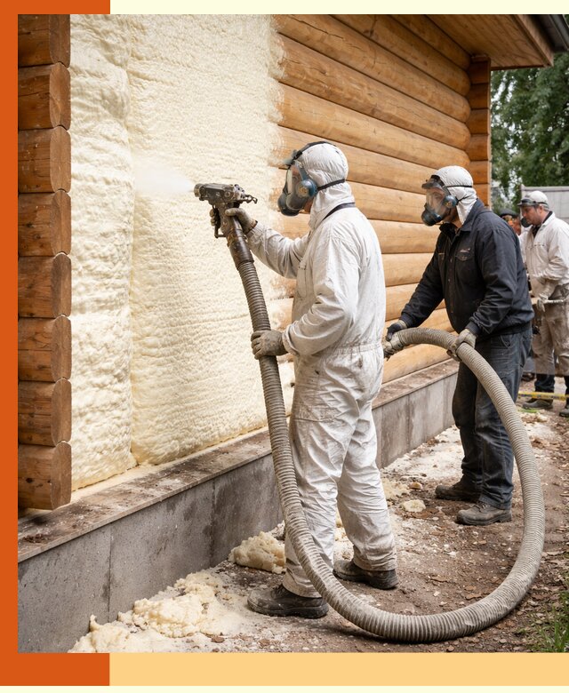 Утепление дома из бруса пенополиуретаном в Мичуринске