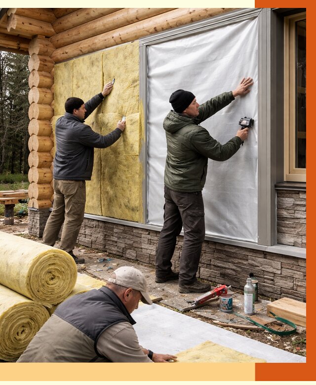 Утепление бревенчатого дома в Мичуринске от 7921 руб/м2 — заказать под ключ | ТепломастерМчр