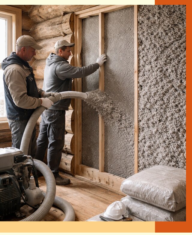 Утепление бревенчатого дома эковатой в Мичуринске от 2847 руб. | ТепломастерМчр