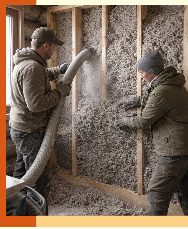 Утепление бревенчатого дома эковатой в Мичуринске