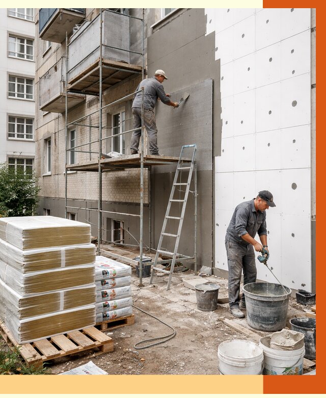 Утепление квартиры снаружи в Мичуринске от 6368 руб/м2 под ключ | ТепломастерМчр