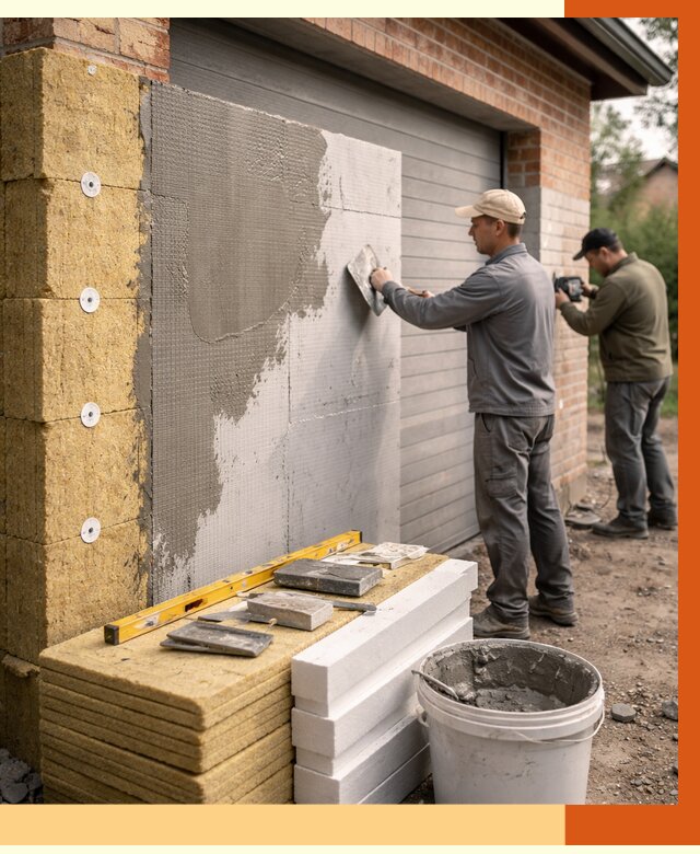 Утепление гаража снаружи в Мичуринске от 4349 руб. за м2 — наружное утепление под ключ | ТепломастерМчр