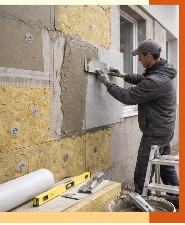 Утепление фасада под штукатурку в Мичуринске от 4349 руб/м2 — монтаж пенопластом и минватой | ТепломастерМчр