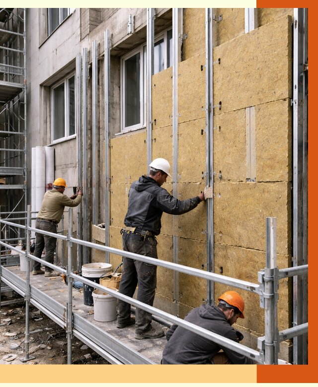 Утепление вентилируемого фасада в Мичуринске от 5798 руб/м2 — монтаж и утепление вентфасад | ТепломастерМчр