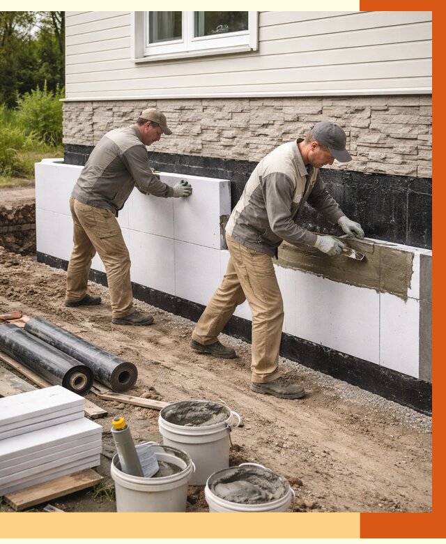 Утепление фундамента снаружи в Мичуринске от 4349 руб. за м² | ТепломастерМчр