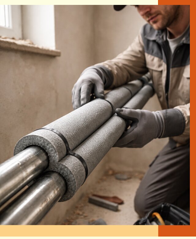 Утепление труб отопления в Мичуринске от 2951 руб. за м² — услуги под ключ | ТепломастерМчр