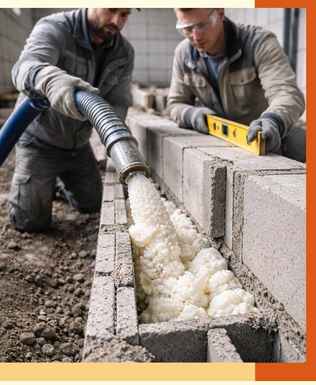 Заполнение колодцевой кладки ППУ в Мичуринске от 4349 руб. за м2 | ТепломастерМчр