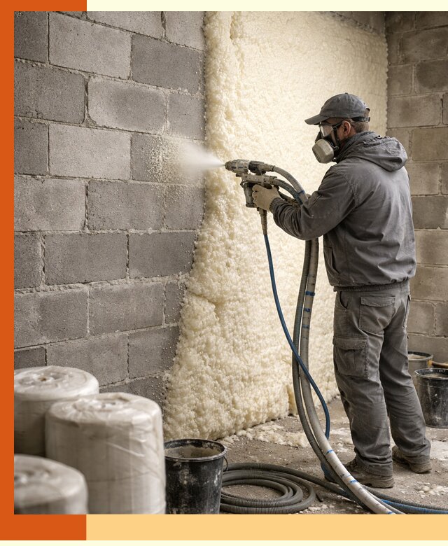 Утепление блочной стены ППУ в Мичуринске качественно и надёжно