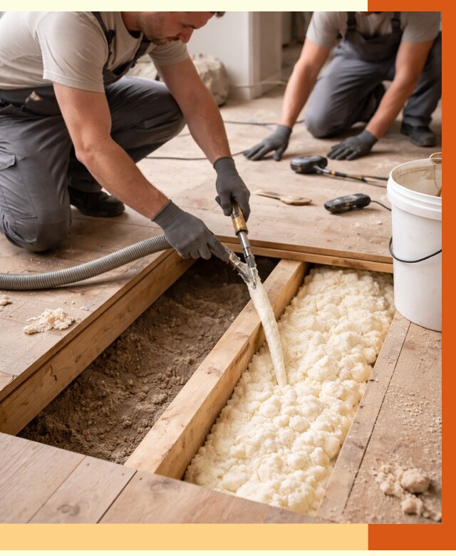 Заполнение пустот пола в Мичуринске от 2796 руб. — утепление пустот пола под ключ | ТепломастерМчр