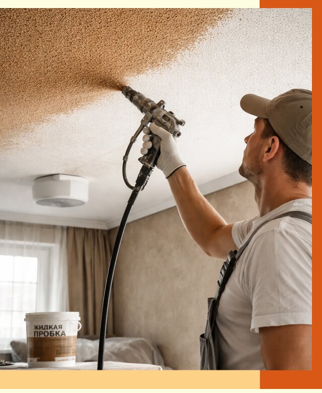 Утепление потолка жидкой пробкой в Мичуринске от 3624 руб. | ТепломастерМчр