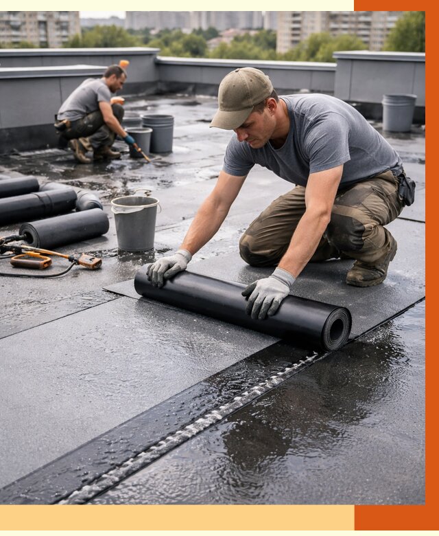 Гидроизоляция плоской кровли в Мичуринске от 4659 руб./м2 — профессионально | ТепломастерМчр