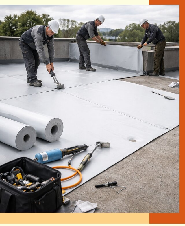 Гидроизоляция мембранной кровли в Мичуринске от 7766 руб./м² — профессионально | ТепломастерМчр