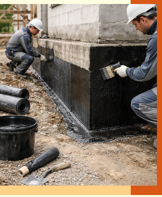 Гидроизоляция фундамента в Мичуринске от 1294 руб. — профессионально, под ключ | ТепломастерМчр