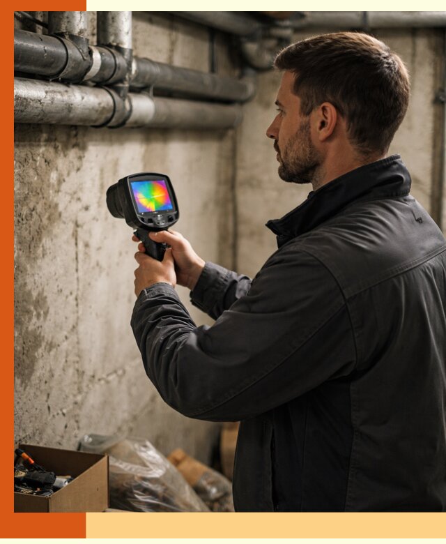 Тепловизионное обследование подвала в Мичуринске для поиска утечек тепла