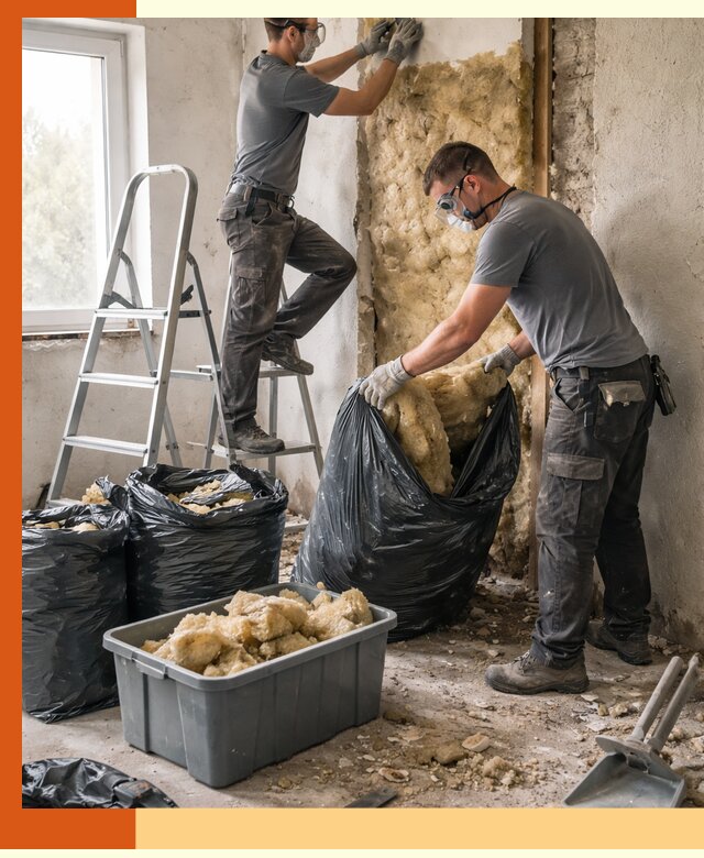 Демонтаж старого утеплителя и вывоз отходов в Мичуринске